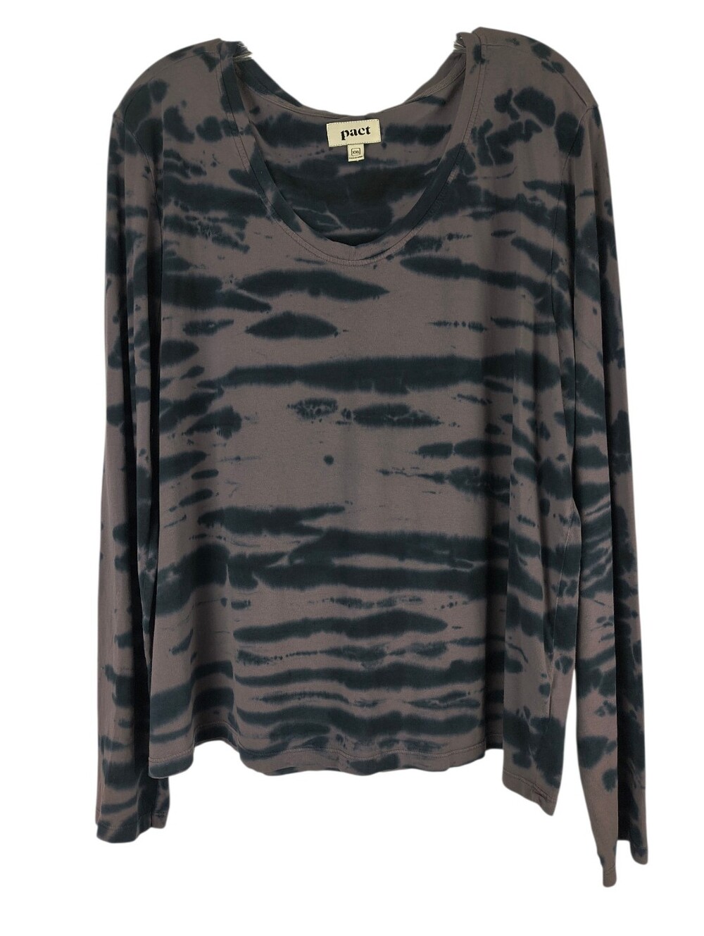 Pact T Shirt Women's XXL Granite Stripe Tie Dye Vintage Long Sleeve Cotton
